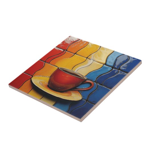 Colorful Modern Red Coffee Cup  タイル (側面)