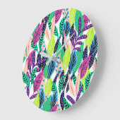 Colorful Modern Tropical Botanical Pattern ラージ壁時計 (傾斜)