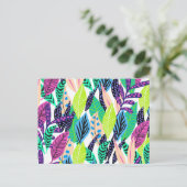 Colorful Modern Tropical Forest Leaves Pattern ポストカード (スタンド正面)