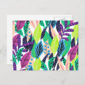 Colorful Modern Tropical Forest Leaves Pattern ポストカード (正面/裏面)