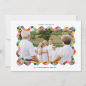 Colorful Modern Wavy Frame Photo Christmas シーズンカード (正面)