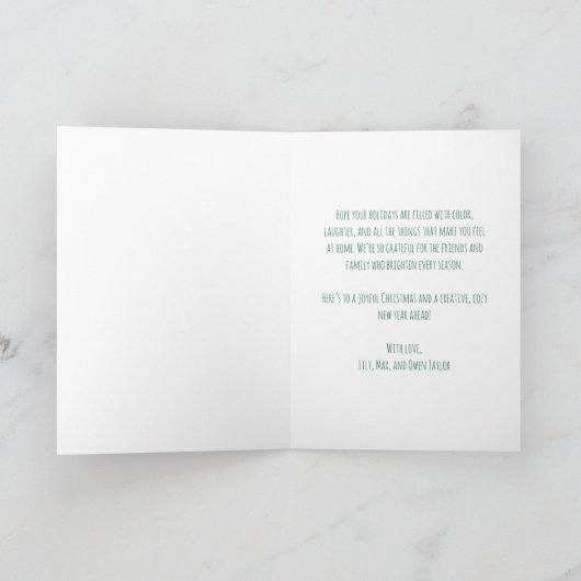 Colorful Modern Whimsical Christmas Folded Custom シーズンカード (内部)