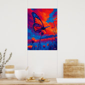 Colorful Monarch Butterfly Expressionist Wall Art ポスター (キッチン)