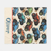 Colorful Monster Truck Pattern フリースブランケット (正面(横))