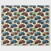 Colorful Monster Truck Pattern  ラッピングペーパー (フラット)