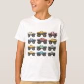 Colorful Monster Trucks Grid Kids  Tシャツ (正面)