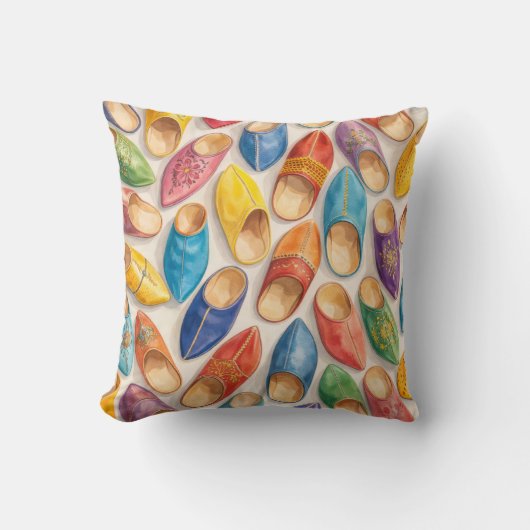 Colorful Moroccan Babouche Slippers クッション (正面)