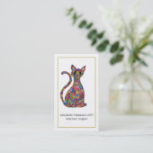 Colorful Mosaic Cat Gold Paw Animal 名刺 (スタンド正面)
