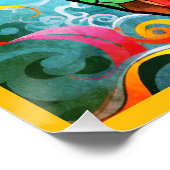 Colorful Mosaic Elephant on a Glossy Wall Poster ポスター (コーナー)