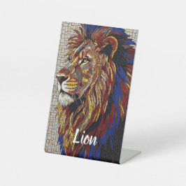 Colorful Mosaic Lion Artistic Desktop Pedestal 台座サイン