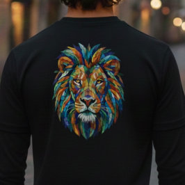 Colorful Mosaic Lion T-Shirt – King of Strength Tシャツ