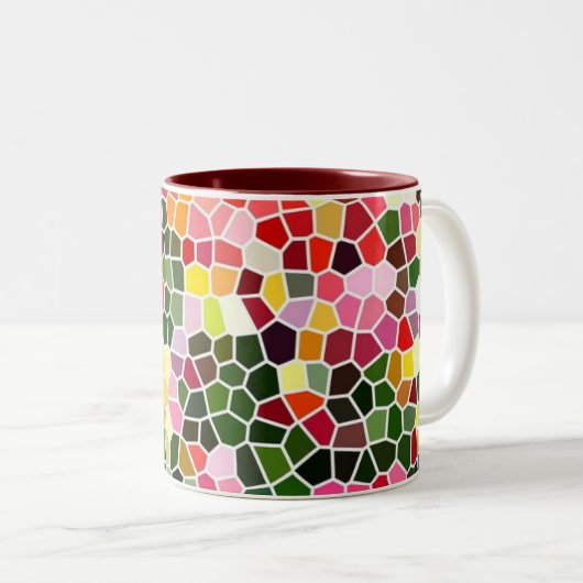 Colorful Mosaic Pattern ツートーンマグカップ (正面右)