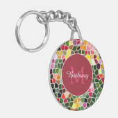 Colorful Mosaic Pattern Personalised キーホルダー (正面左)