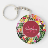 Colorful Mosaic Pattern Personalised キーホルダー (正面)