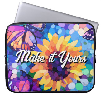 Colorful Mosaic Sunflower Butterfly Laptop Sleeve ラップトップスリーブ