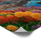 Colorful Mountain Lake Flowers Art ポスター (角)