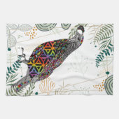 Colorful Mountain Quail Kitchen Towel キッチンタオル (横)