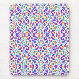 Colorful mouse pad features an intricate floral  マウスパッド