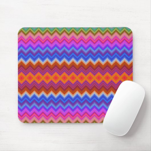 Colorful mouse pad featuring vibrant zigzag  マウスパッド (マウス)