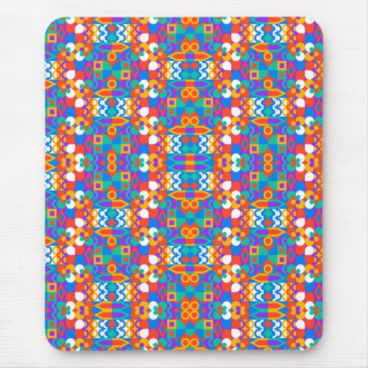 Colorful mousepad with geometric pattern in blue マウスパッド (正面)