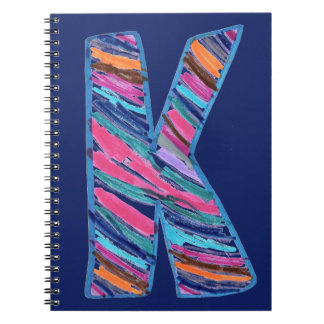 Colorful Multicolored Letter K as in Kay on Blue ノートブック