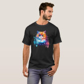 Colorful Munchkin Cat Face Splash Art Tシャツ (正面フル)