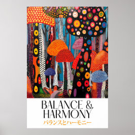 Colorful Mushroom Art Print Psychedelic Forest ポスター