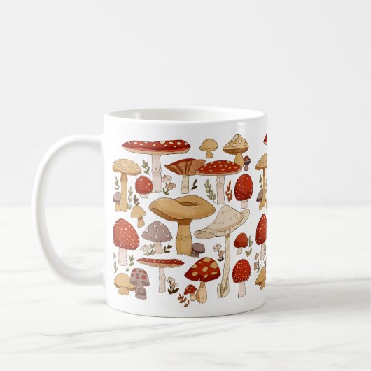 Colorful mushrooms party コーヒーマグカップ (左)