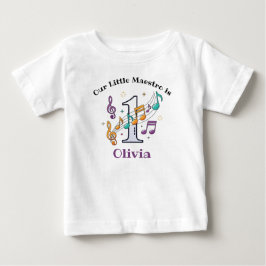 Colorful Music Notes First Birthday ベビーTシャツ