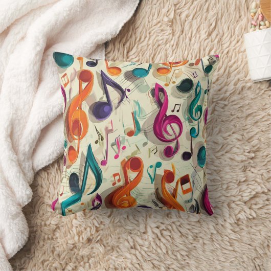 Colorful Music Pattern クッション (ブランケット)