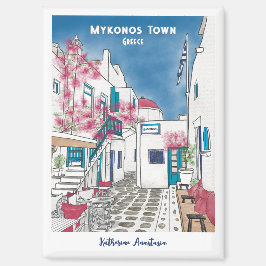 Colorful Mykonos Greece Personalized Souvenir  マグネット