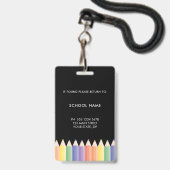 Colorful Name School Teacher badge バッジ (裏面（ネックストラップ付）)