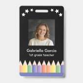 Colorful Name School Teacher badge バッジ (正面)