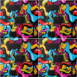 Colorful Neon Graffiti Hip Hop Street Art タイル