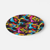 Colorful Neon Graffiti Hip Hop Street Art ペーパープレート (アングル)