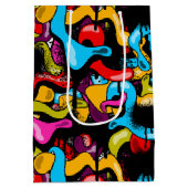 Colorful Neon Graffiti Hip Hop Street Art ミディアムペーパーバッグ (裏面)