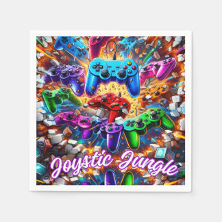 Colorful Neon Joysticks Pattern スタンダードカクテルナプキン
