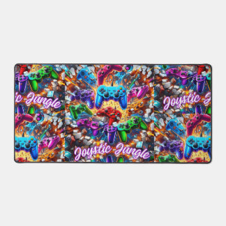 Colorful Neon Joysticks Pattern デスクマット