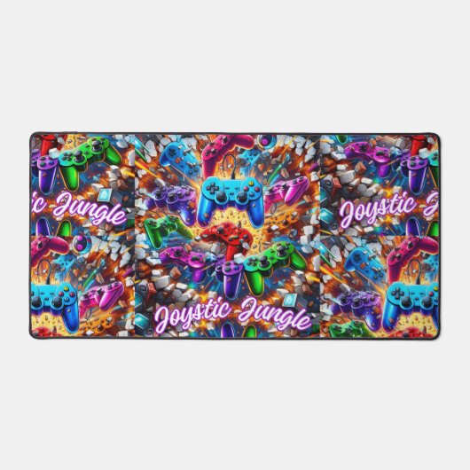 Colorful Neon Joysticks Pattern デスクマット (正面)