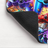 Colorful Neon Joysticks Pattern マウスパッド (コーナー)