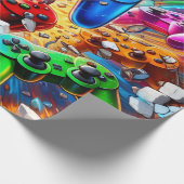 Colorful Neon Joysticks Pattern ラッピングペーパー (角)