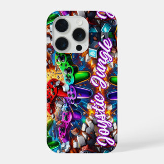 Colorful Neon Joysticks Pattern iPhone 15 Proケース