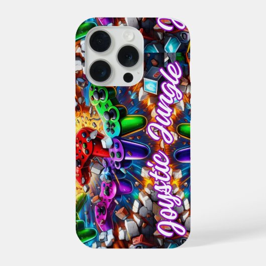 Colorful Neon Joysticks Pattern iPhoneケース (裏面)