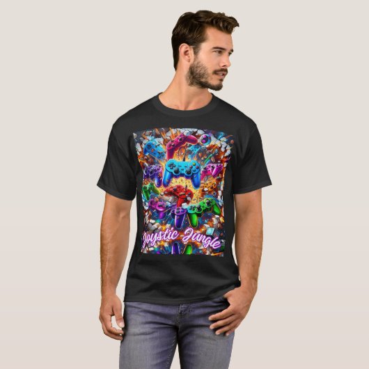 Colorful Neon Joysticks Pattern Tシャツ (正面フル)