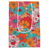 Colorful Nurse Floral Pattern (1) ミディアムペーパーバッグ (裏面)