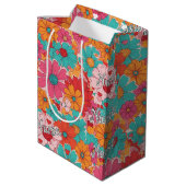 Colorful Nurse Floral Pattern (1) ミディアムペーパーバッグ (裏面アングル)