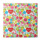 Colorful Nurse Floral Pattern (2) タイル (正面)
