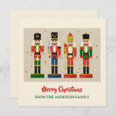 Colorful Nutcracker Soldiers Merry Christmas シーズンカード (正面/裏面)