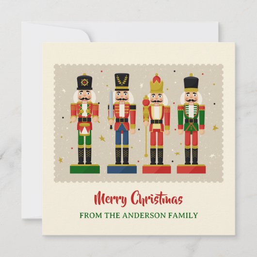 Colorful Nutcracker Soldiers Merry Christmas シーズンカード (正面)