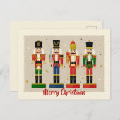 Colorful Nutcracker Soldiers Merry Christmas ポストカード (正面/裏面)